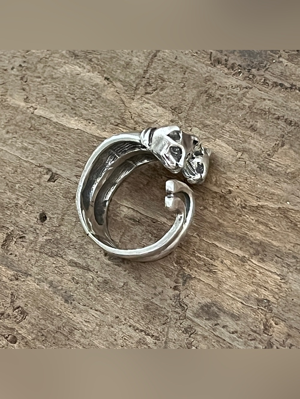 🔴SALE🔴 Vintage 925 Sterling Silver Double Cat Bypass Wrap Ring Adjustable 7g - Picture 5 of 14